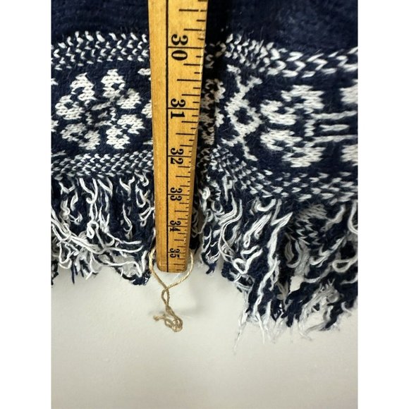 AZ Cape Poncho With Sleeves Navy With Boho Aztec Design - Picture 5 of 15